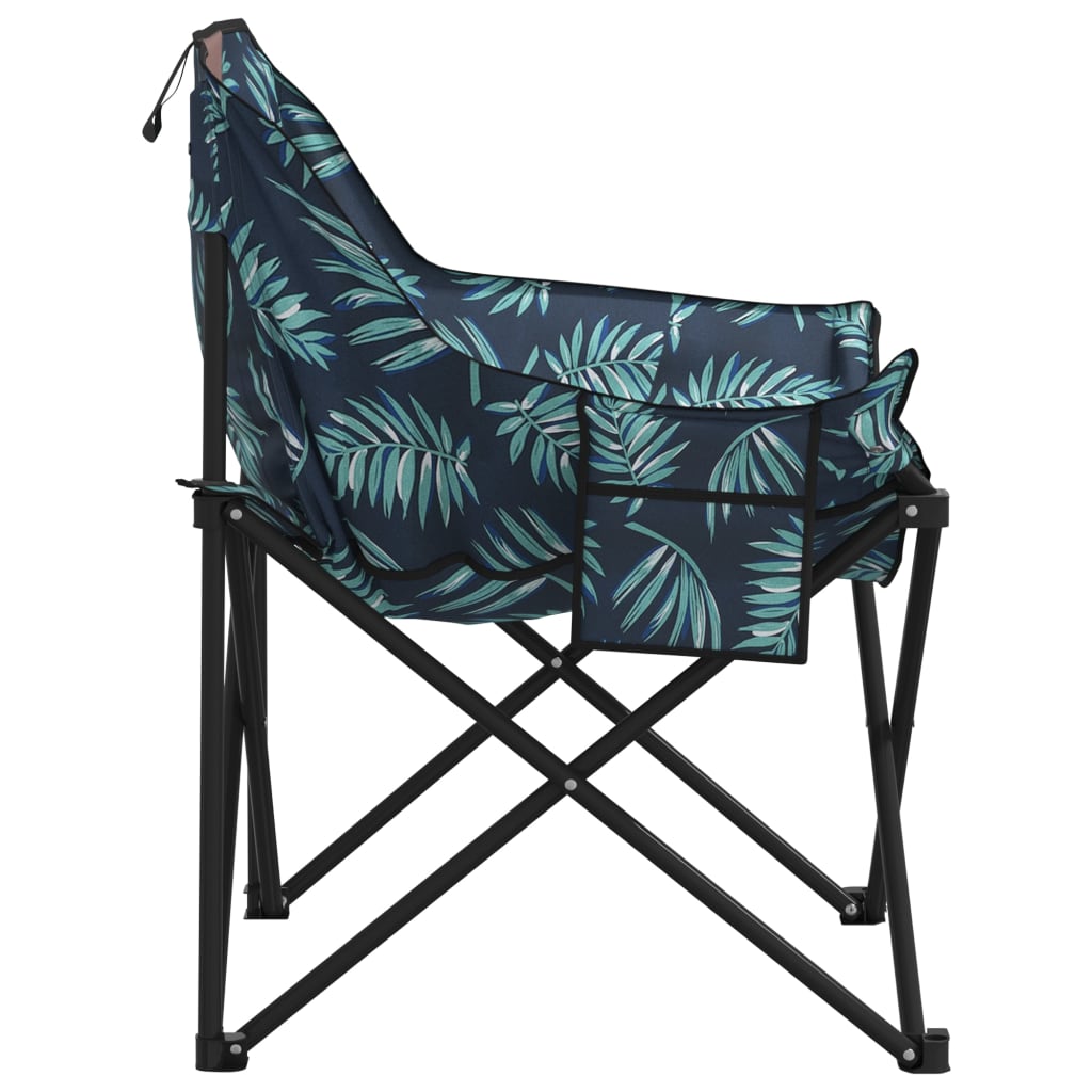 Camping Chairs with Pocket Foldable 2 pcs Leave Print